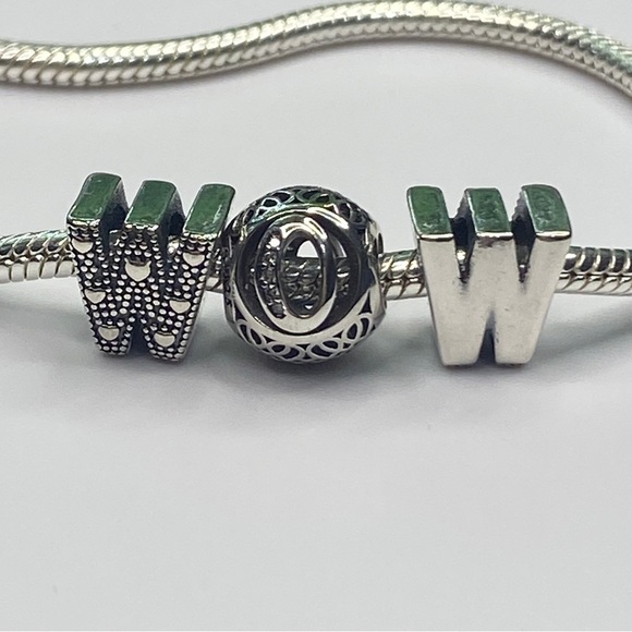 Sterling Silver Letter W Charm - Picture 7 of 10